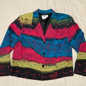 Vintage  100% Silk Nancy Bolen City‎ Girl Petite Blazer | Boxy | 80s Ladies